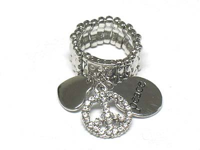 Crystal peace dangle ring(L1045SL-5847)