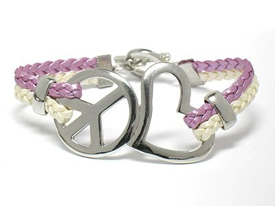 Peace symbol braided bracelet(Y11145PP-12654)