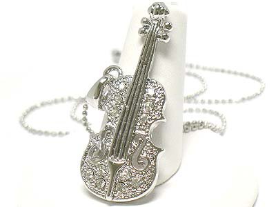 Crystal violin pendant necklace(E1237SL-112441)