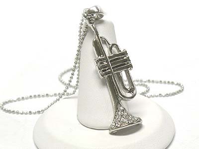 Crystal trumpet pendant necklace(E1237SL-112443)