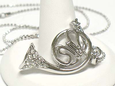 Crystal horn pendant necklace(E1237SL-112440)