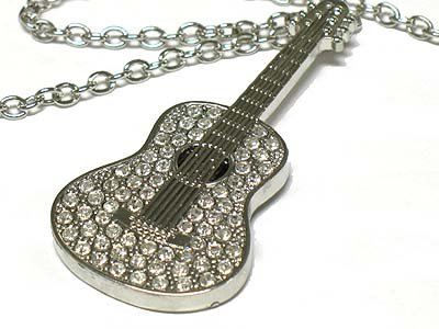 Crystal guitar pendant necklace(U1277SL-42889)