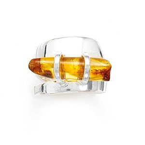 Sideways Baltic Amber Cylinder Polished Ring(82303)