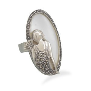 Shell Ring with Marcasite Woman Design(82821)