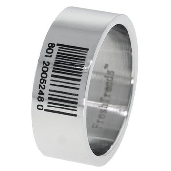Barcode Laser Engraved Men's Stainless Steel Ring(SR-BC)