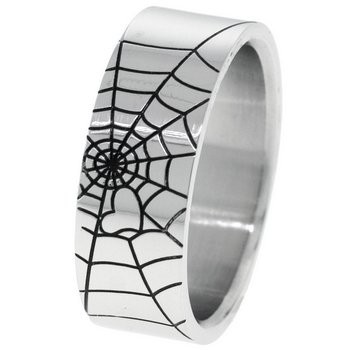 Spider Web Laser Inlay Men's Stainless Steel Ring(SR-SPI)