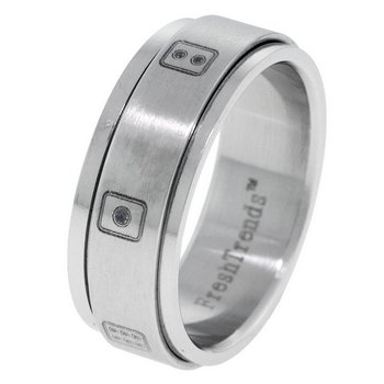 Casino Dice Laser Inlay Design Stainless Steel Spinner Ring(SSR-DICE)