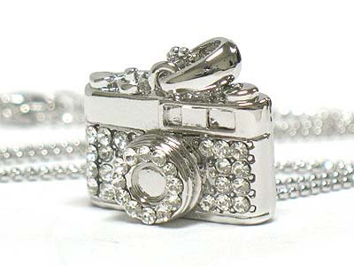 Crystal camera necklace(E1244SL-12149)