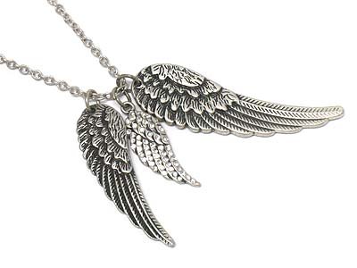 Crystal stone wings charm necklace(P1253BSL-101680)