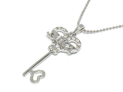 Designer inspired crystal key necklace(S1233CL-12439)