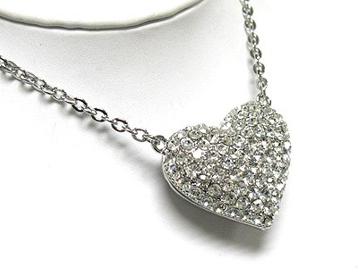 Crystal large puffy heart pendant necklace(L1261SL-220127)