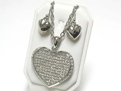 Large puffy heart pendant set(N1261SL-612122)