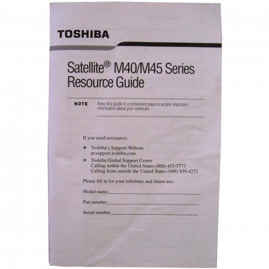 Toshiba Satellite M40/M45 Series Laptop User Manual