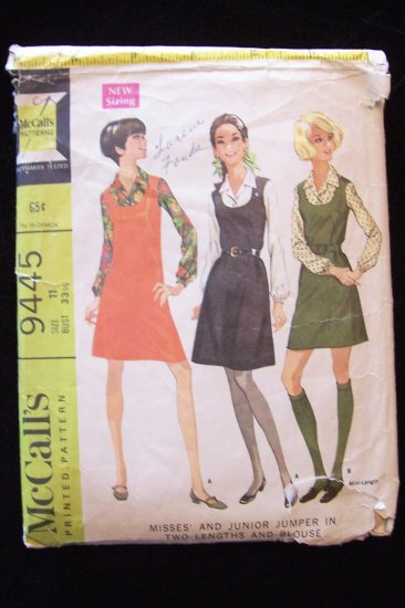 Vintage 60s McCall’s 9445 Mini Jumper Dress and Blouse Pattern