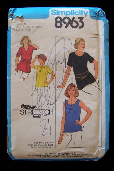 Vintage 70s Simplicity 8963 Knit Pullover Tunic Sewing Pattern Uncut