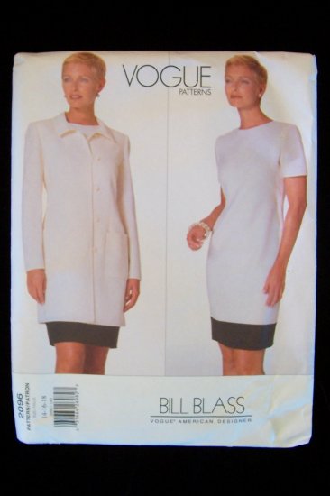 Vogue 2096 Bill Blass Sheath Dress and Jacket Sewing Pattern Uncut Size 14-18