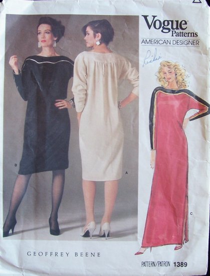 Vogue American Designer 1389 Geoffrey Beene Evening Dress Pattern Retro 80s