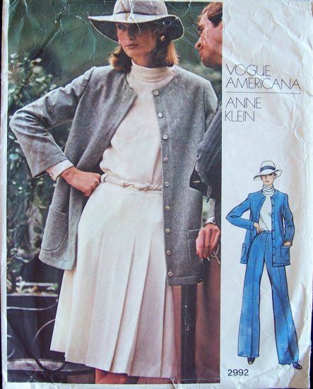 Vintage Vogue Americana 2992 Anne Klein Jacket Blouse Pleated Skirt Pants Pattern Weekender