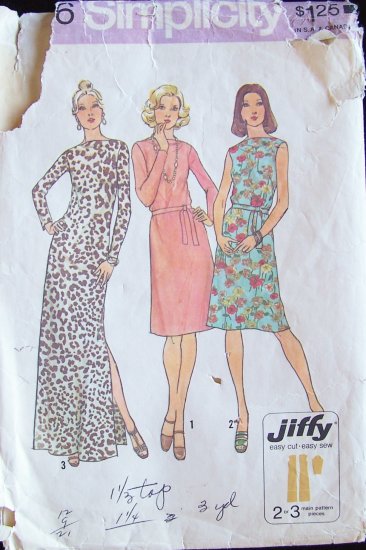 Vintage 70s Simplicity 6506 Draped Bateau Neckline Evening Dress Pattern Size 14