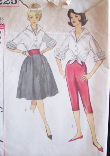 Vintage 60s Simplicity 4225 Full Skirt Capri Pants Cha Cha Blouse and Cummerbund Pattern