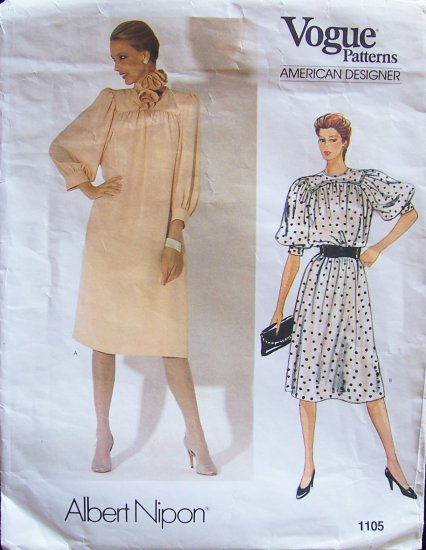 Vogue American Designer 1105 Albert Nipon Dress and Scarf Pattern Size 14