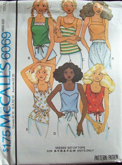 Vintage 70s McCall’s 6069 Sleeveless Summer Top Sewing Pattern Uncut Size Small
