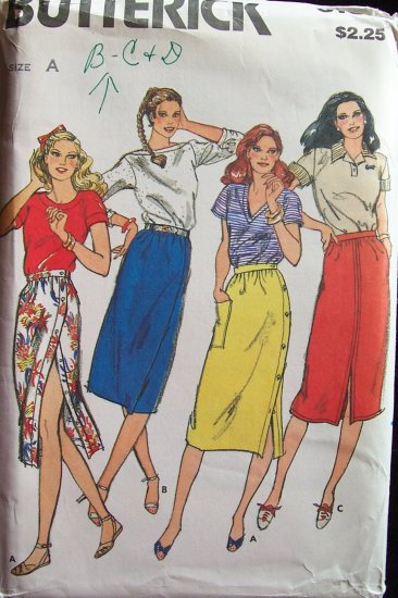 Vintage Butterick 3164 A-Line Skirt Sewing Pattern Uncut Size 8-12