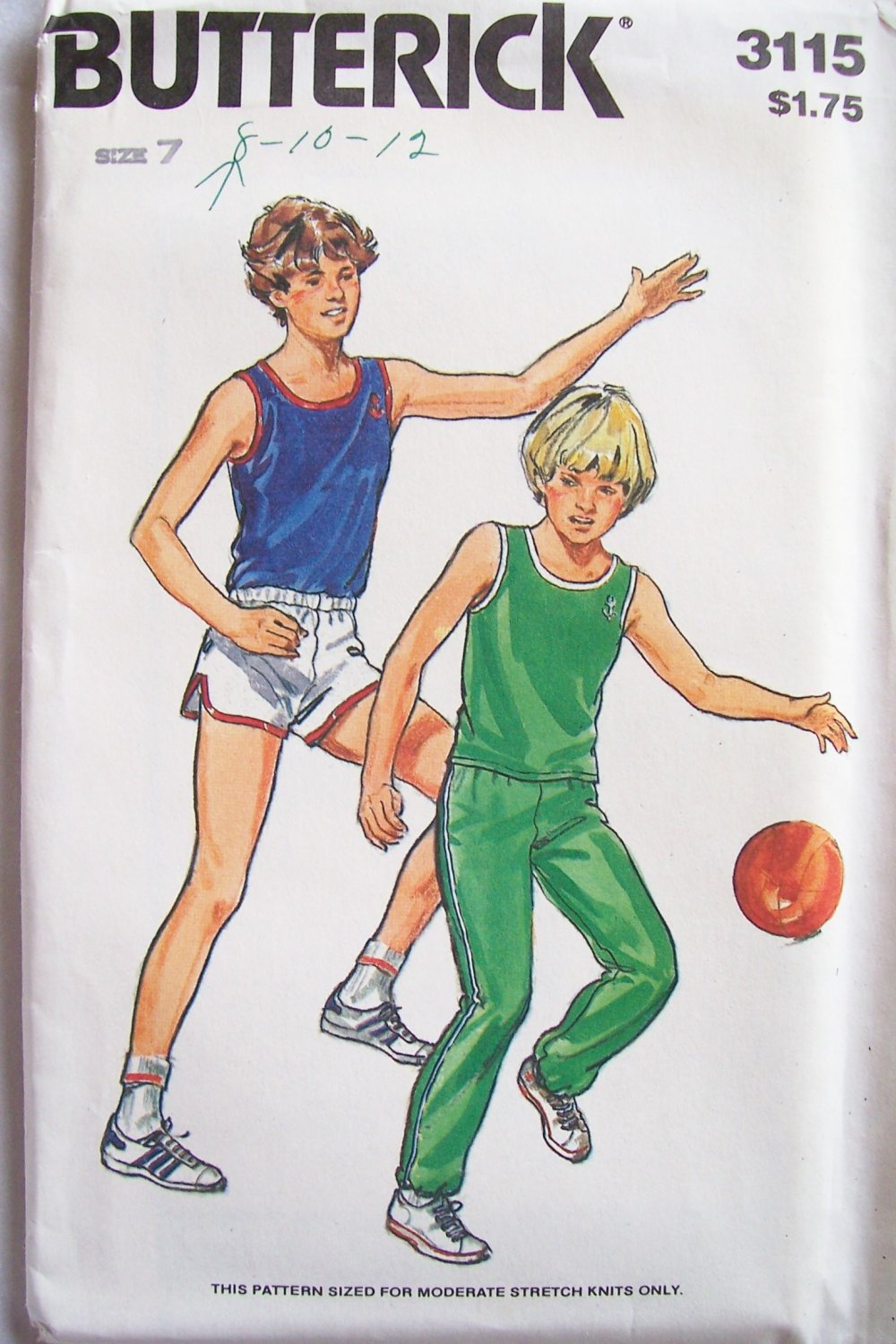 Vintage 70s Butterick 3115 Boy’s Athletic Tank Top Shorts and Pants Pattern Uncut Size 7