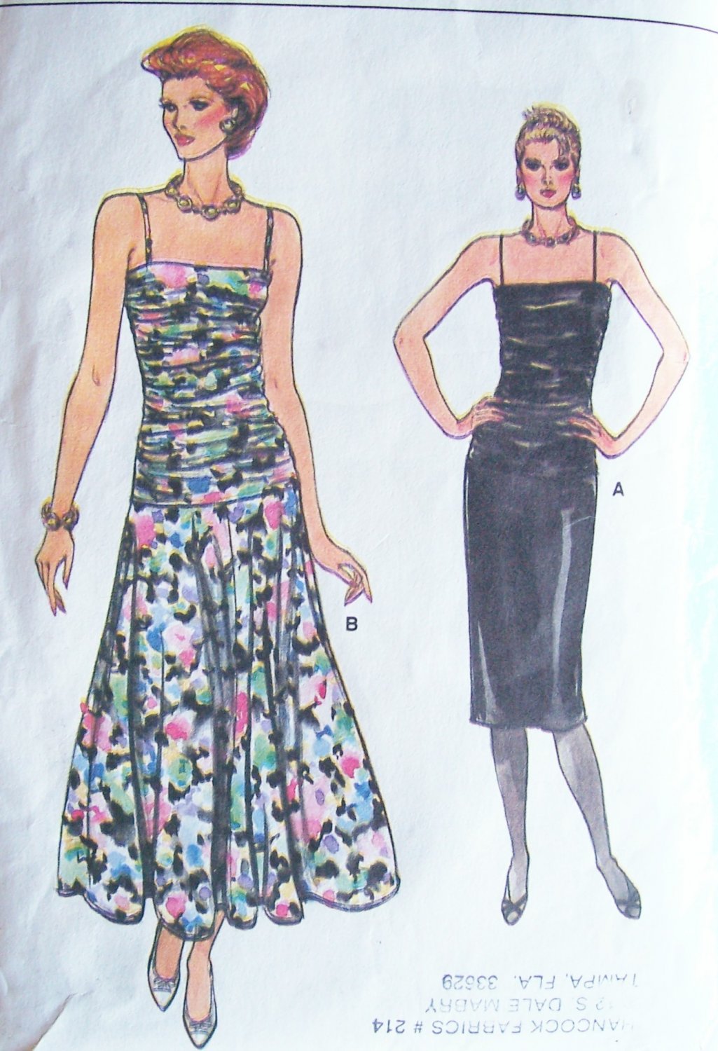 Vintage 80s Vogue 9323 Dropped Waist Shirred Bodice Evening Dress Pattern Uncut Size 12-16