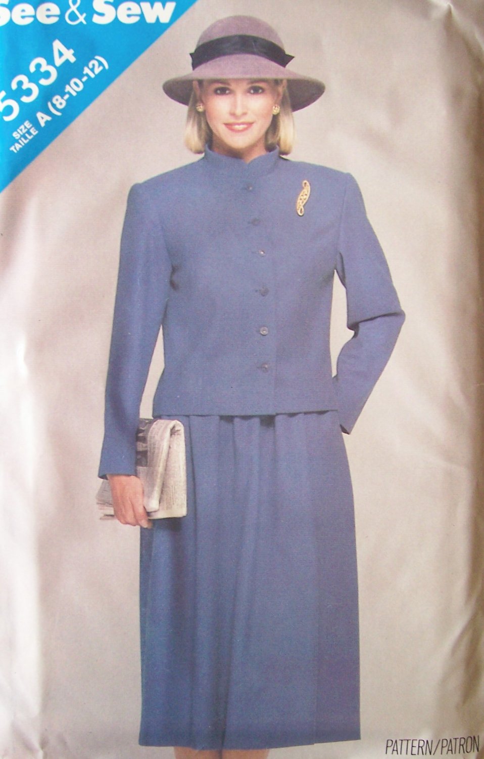 Retro 80’s Butterick 5334 Button Front Jacket and Skirt Pattern Uncut Size 8-12 See and Sew