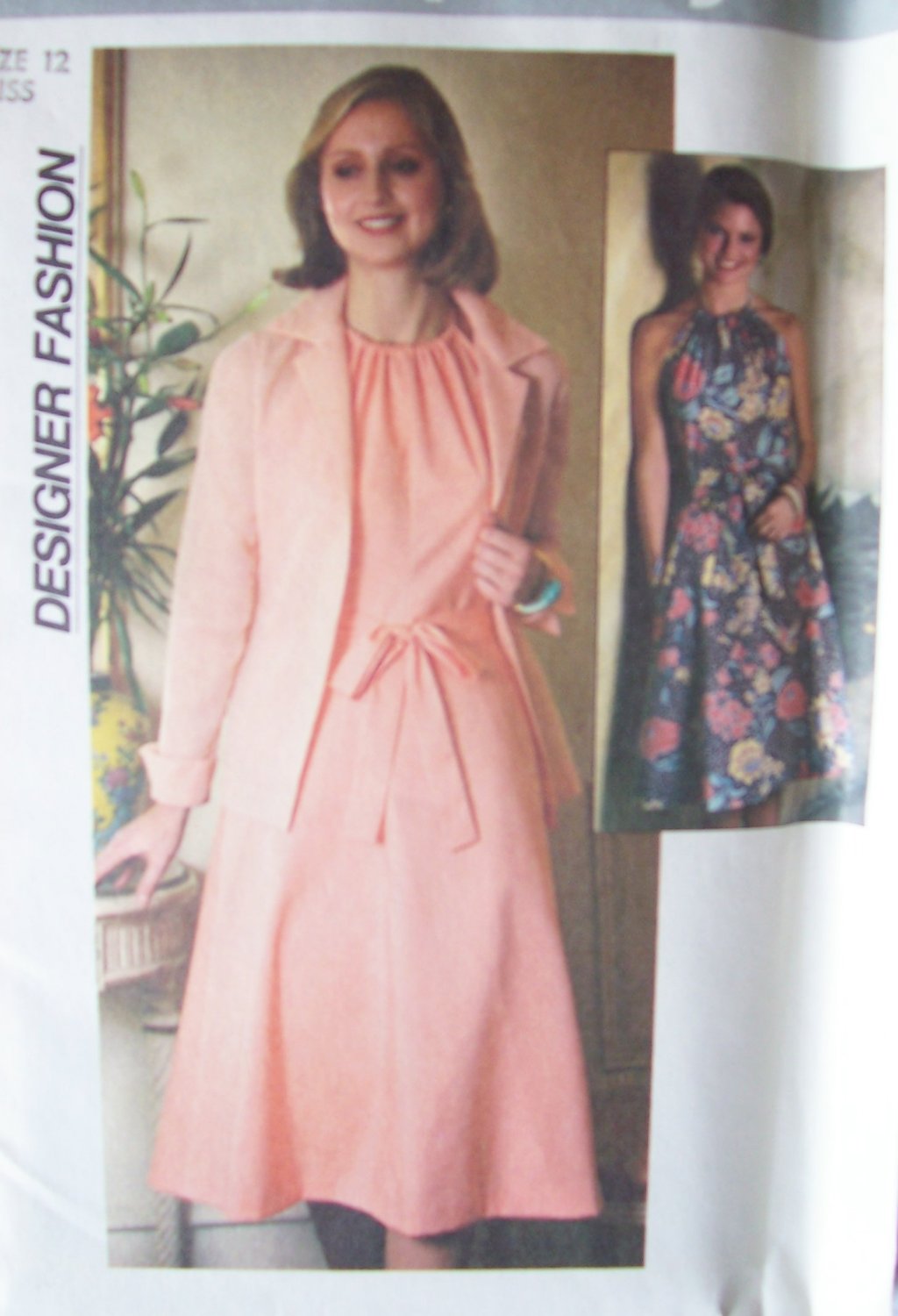 Vintage 70s Simplicity 8020 Back Wrap Halter Dress Shirt-Jacket Pattern Uncut Size 12 Bust 34