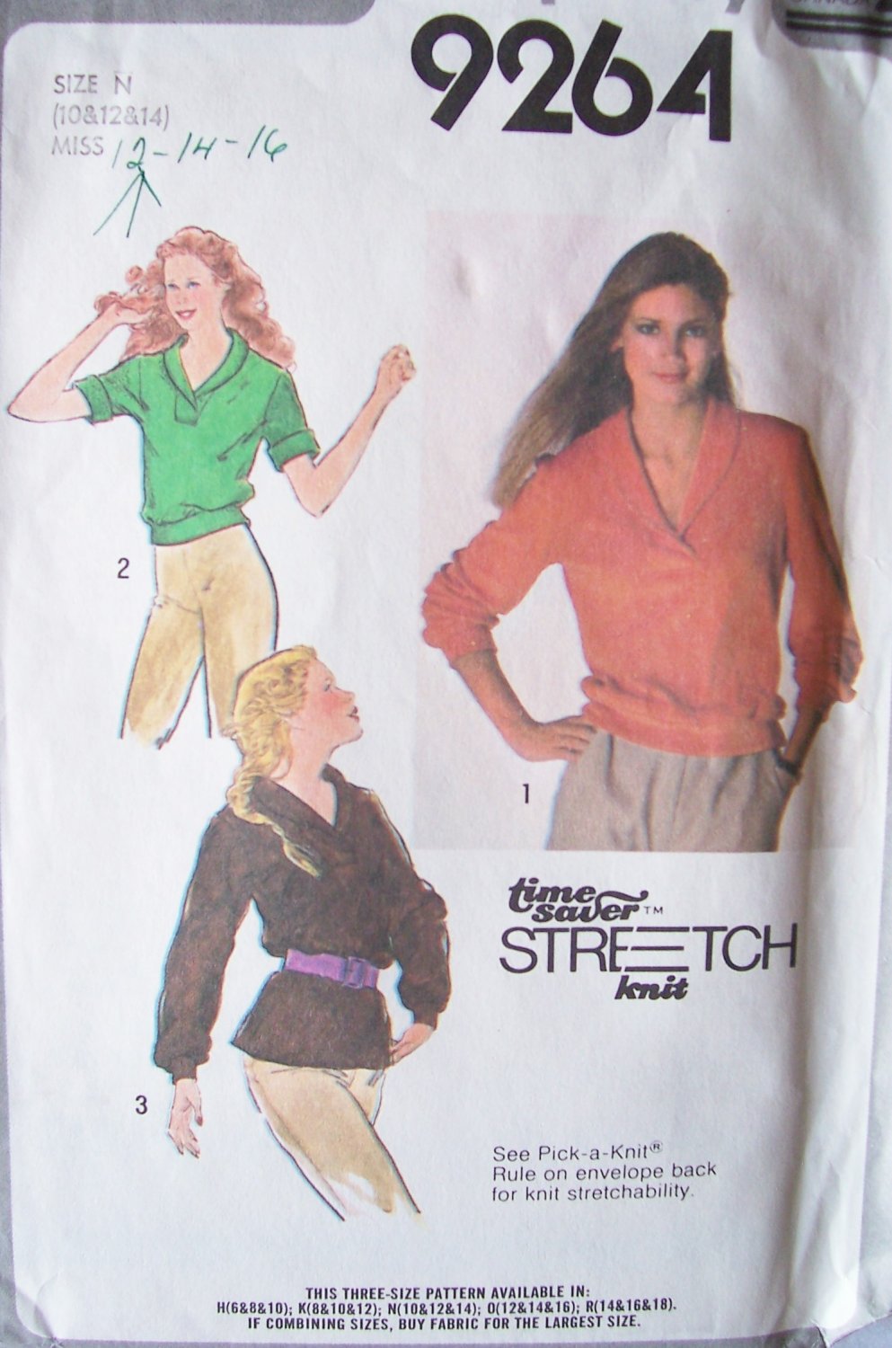 Vintage 70’s Simplicity 9264 Shawl Collar Top Pattern Long Length Uncut Size 10-14