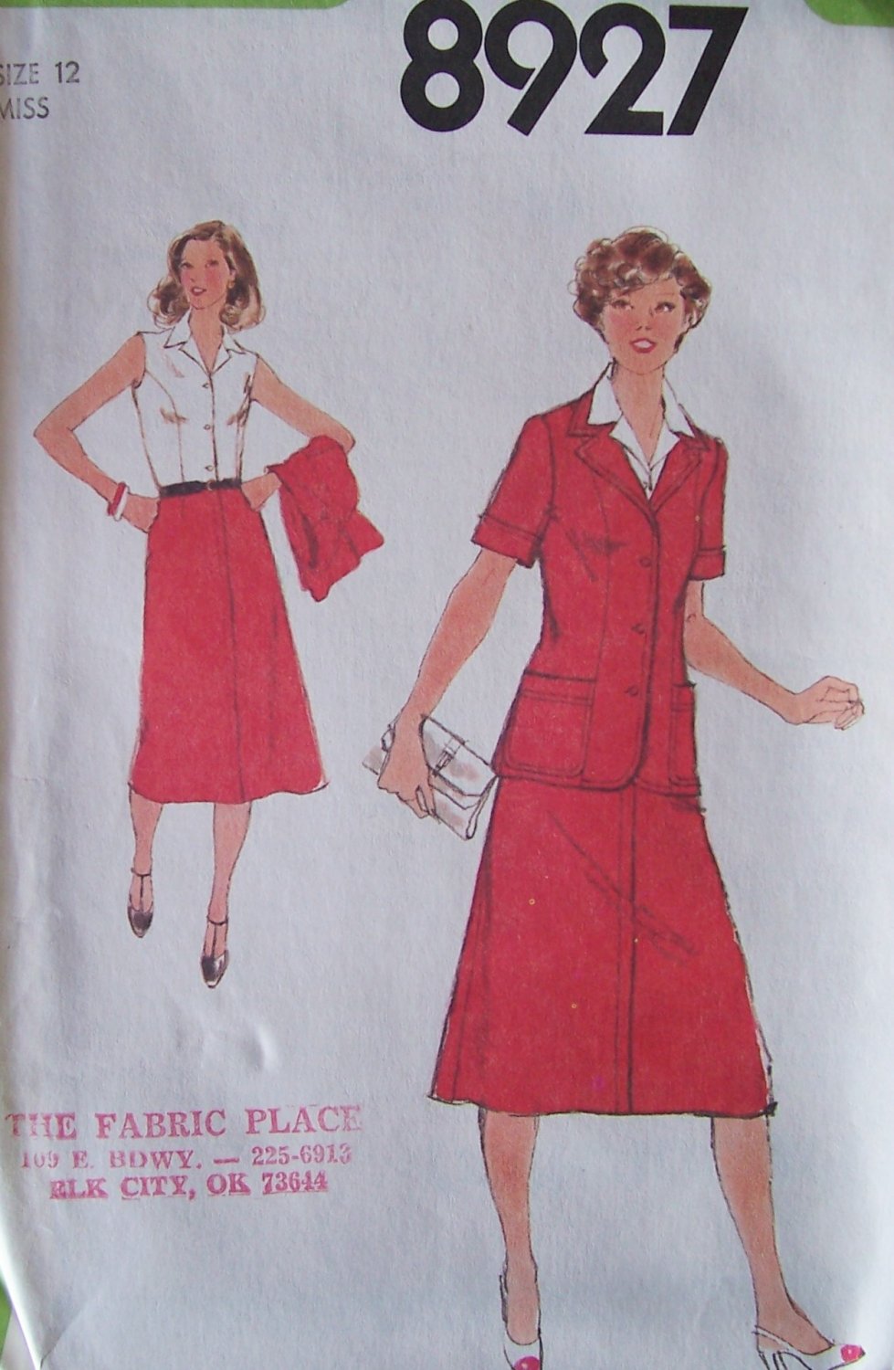 Vintage 70s Simplicity 8927 Sleeveless Dress and Jacket Sewing Pattern Uncut Size 12 Bust 34