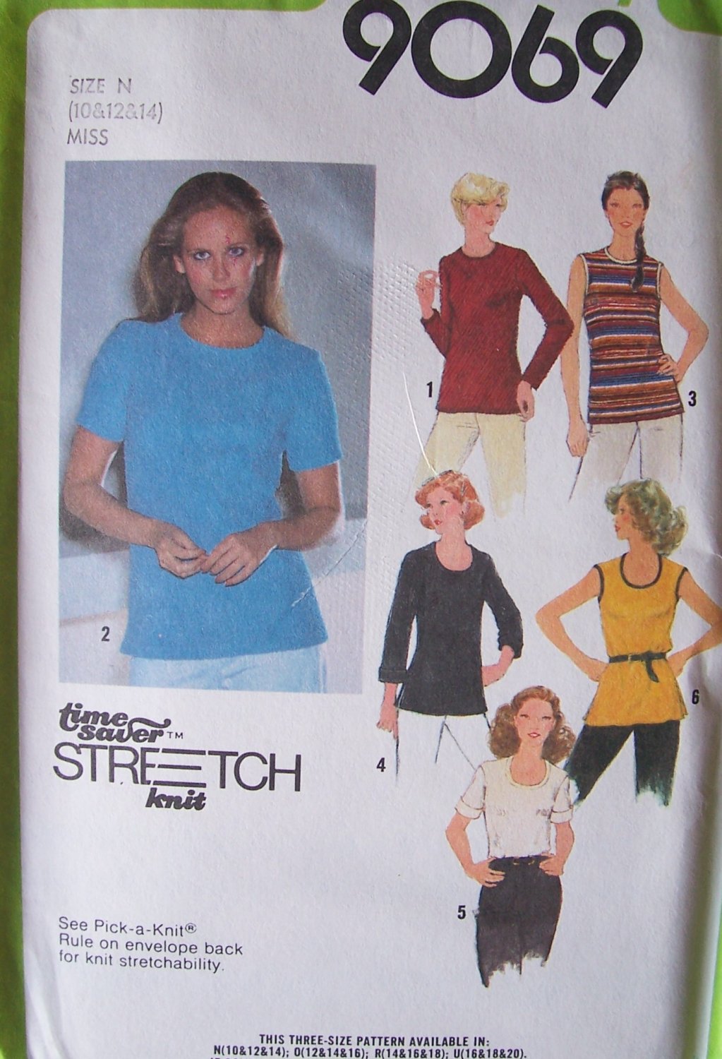 Vintage 70s Simplicity 9069 Tunic Top Pattern Tank Short or Long Sleeve Uncut Size 10-14