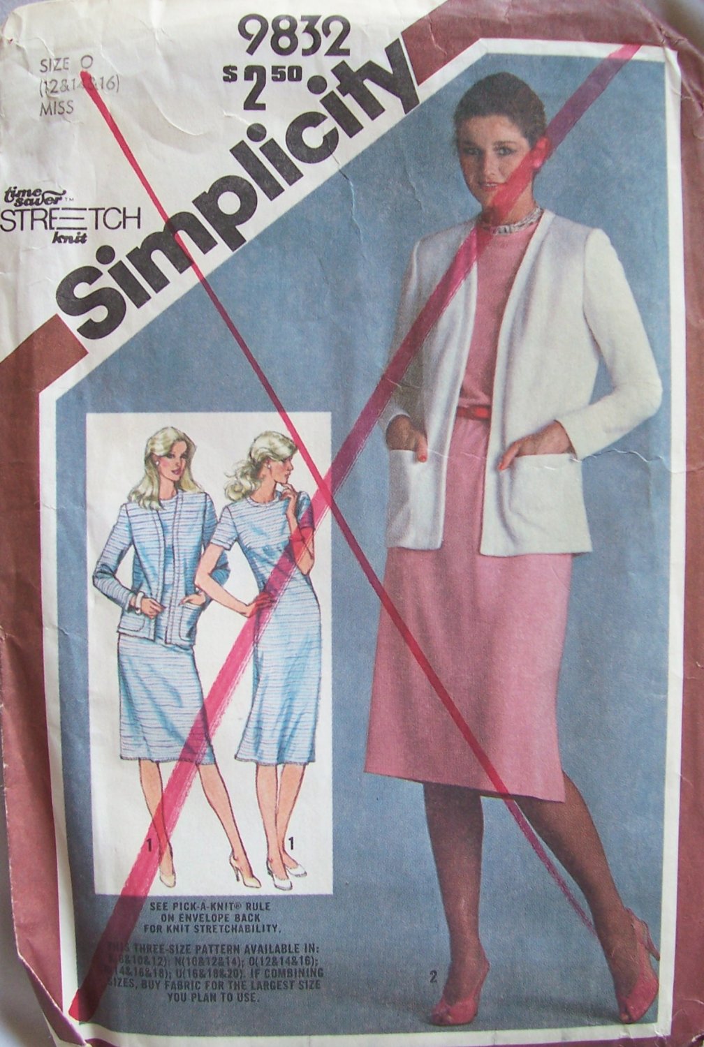 Vintage 1980 Simplicity 9832 Slim Fit Jewel Neck Straight Dress Cardigan Pattern Uncut Size 12-16