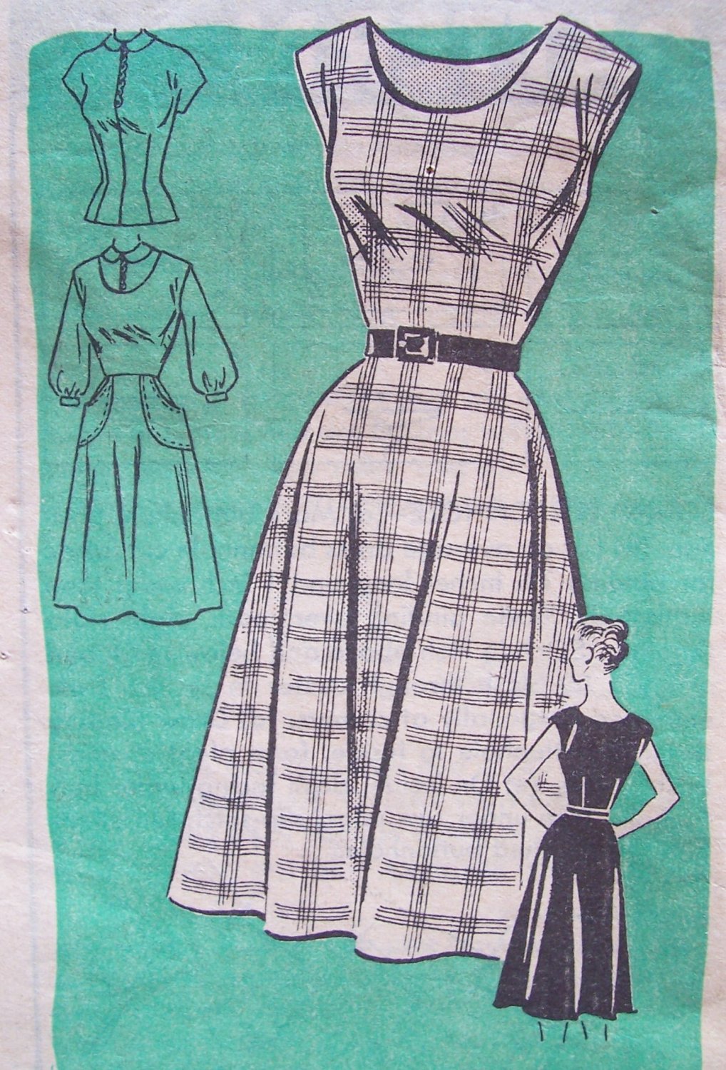 Vintage 50’s Anne Adams 4666 Sleeveless Jumper Dress and Blouse Pattern Size 16.5 Bust 37