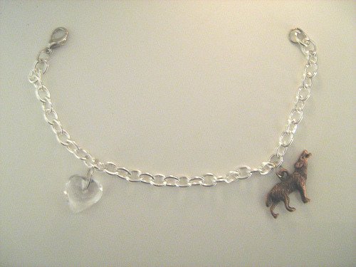 Eclipse Inspired Bella's Bracelet Handmade Charm Bracelet--Red Copper Howling Wolf