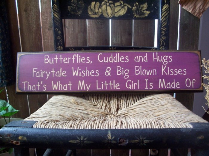 Primitive Butterflies Cuddles and Hugs FairyTale Wishes Sign