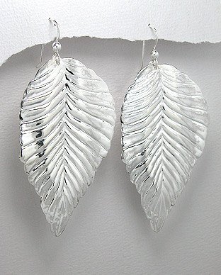 silver leaf earrings