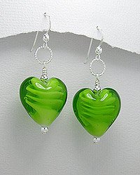 glass heart earring