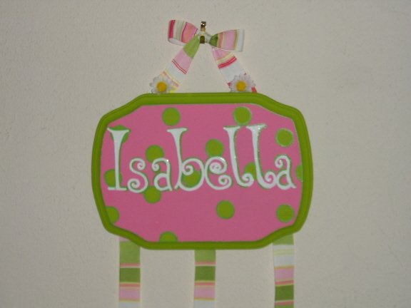 Pink with Green polka dots