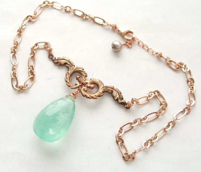 18k Rose Gold Vermeil French Acanthus & Fluorite Necklace