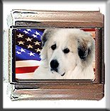 GREAT PYRENEES AND AM FLAG ITALIAN CHARM