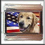GOLDEN RETRIEVER AND AM FLAG ITALIAN CHARM