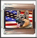 GERMAN SHEPHERD AND AM FLAG ITALIAN CHARM