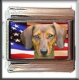 DACHSHUND AND AM FLAG ITALIAN CHARM CHARMS