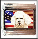 BICHON FRISE AND AM FLAG ITALIAN CHARM
