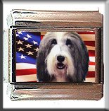 BEARDED COLLIE AND AM FLAG ITALIAN CHARM