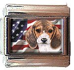 BEAGLE AND AM FLAG ITALIAN CHARM