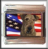 AIREDALE TERRIER AND AM FLAG ITALIAN CHARM